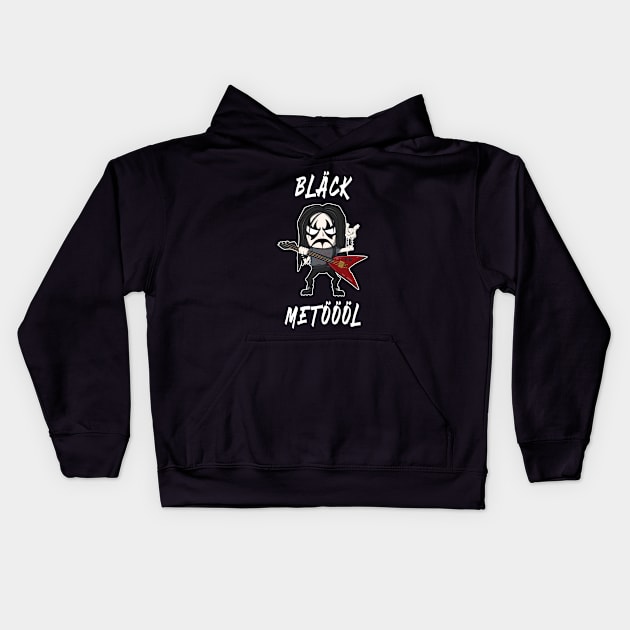 Black Metal Fan Gitarrist Lustiges Festival Kids Hoodie by Foxxy Merch